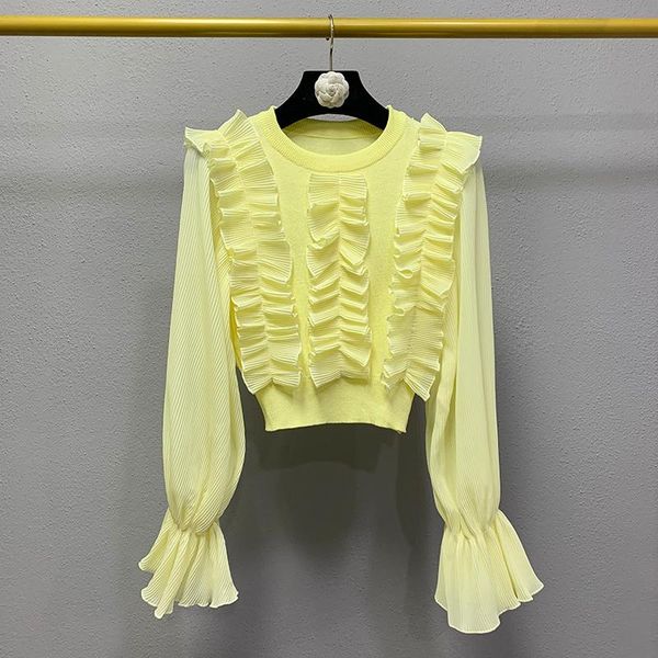 women's blouses & shirts autumn fashion ruffles patchwork women blouse chiffon ruches fold yellow color lady trendy clothes, White
women's blouses & shirts autumn fashion ruffles patchwork women blouse chiffon ruches fold yellow color lady trendy clothes, White