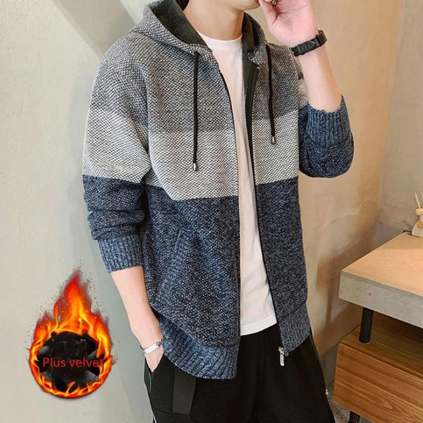 men's sweater cardigan autumn and new leisure plus fleece sweater trend fashion men's coat, White;black
men's sweater cardigan autumn and new leisure plus fleece sweater trend fashion men's coat, White;black
