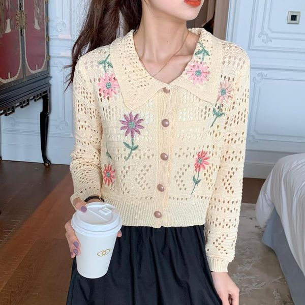 women's knits & tees autumn women sweet flower embroidery hollow thin sweaters single breasted cardigans female knitwear elegant fashio, White
women's knits & tees autumn women sweet flower embroidery hollow thin sweaters single breasted cardigans female knitwear elegant fashio, White