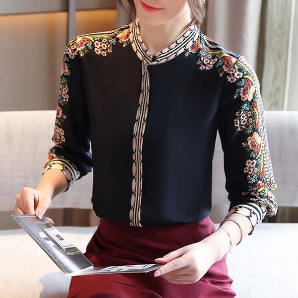 women's blouses & shirts woman feminina vintage blouse fashion clothes 2021 spring black printed long sleeve shirt female d0004, White
women's blouses & shirts woman feminina vintage blouse fashion clothes 2021 spring black printed long sleeve shirt female d0004, White