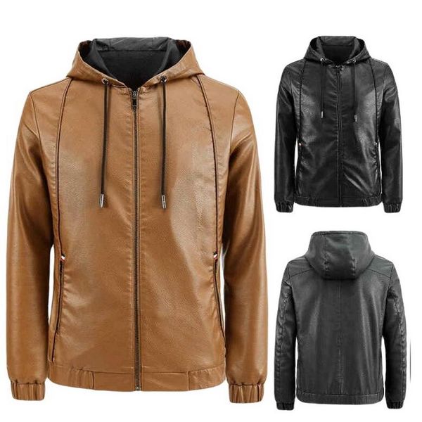 men's leather jacket men's hooded slim pu leather motorcycle casual jacket men slim faux men jackets, Black
men's leather jacket men's hooded slim pu leather motorcycle casual jacket men slim faux men jackets, Black