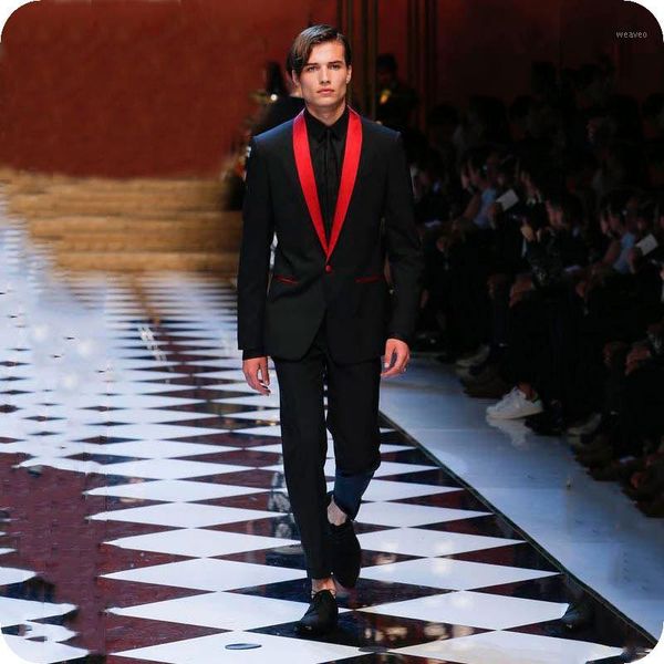 latest black stage men suits red shawl lapel wedding suits tuxedos man blazer prom slim fit formal groom wear 2 pieces1, White;black
latest black stage men suits red shawl lapel wedding suits tuxedos man blazer prom slim fit formal groom wear 2 pieces1, White;black