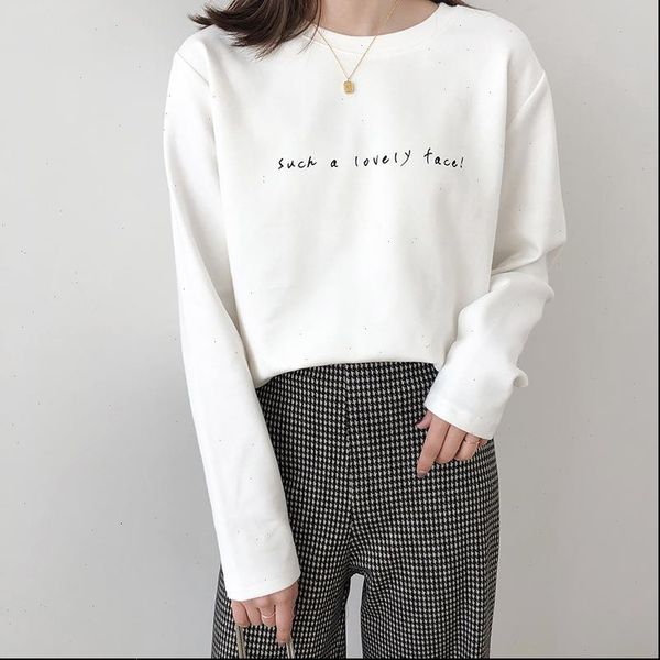 letter thickening long sleeve woman t shirt 2021 loose fashion cotton autumn winter pullovers drop shipping good quality, White
letter thickening long sleeve woman t shirt 2021 loose fashion cotton autumn winter pullovers drop shipping good quality, White