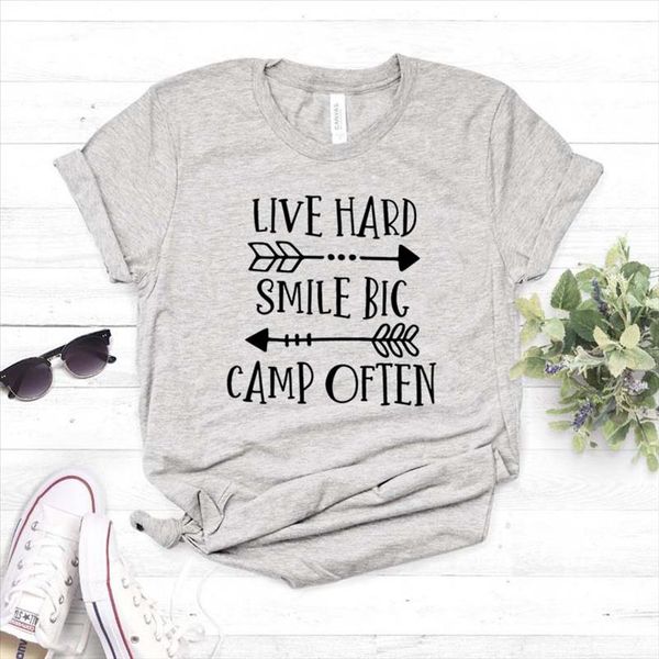 live hard smile big camp often women tshirt casual funny t shirt gift for lady yong girl tee 6 color drop, White
live hard smile big camp often women tshirt casual funny t shirt gift for lady yong girl tee 6 color drop, White