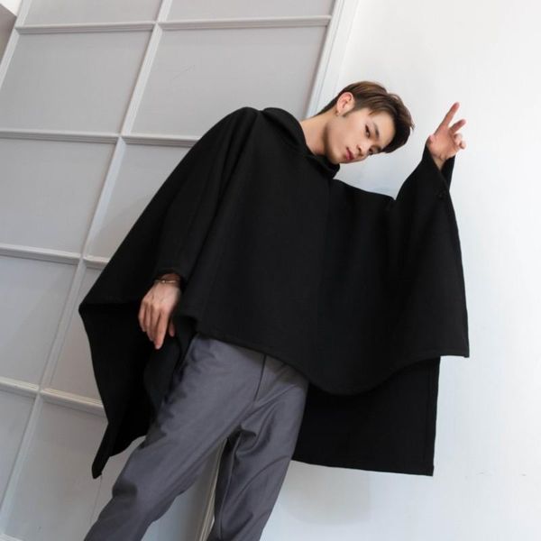 men's coat new autumn/winter woollen coat hoodie bat for men medium length overcoat woollen cloak cape cape1, Black
men's coat new autumn/winter woollen coat hoodie bat for men medium length overcoat woollen cloak cape cape1, Black