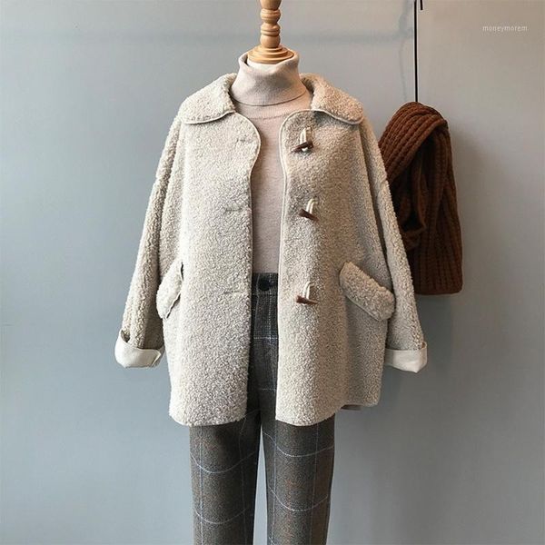 women's wool & blends ox horn button imitation lambhair coat women 2021 winter short korean version loose fur one ladies coats coat1, Black
women's wool & blends ox horn button imitation lambhair coat women 2021 winter short korean version loose fur one ladies coats coat1, Black