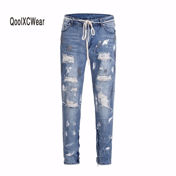 men hip hop denim jeans pants rock splash-ink stretch distressed ripped skinny jeans damage wash old hole jeans mens, Blue
men hip hop denim jeans pants rock splash-ink stretch distressed ripped skinny jeans damage wash old hole jeans mens, Blue
