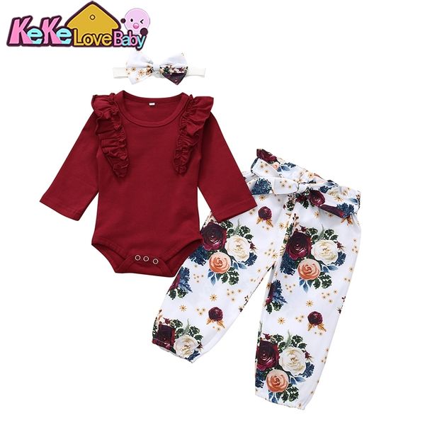 newborn infant baby girl clothes set floral hoodies pants headband outfits cotton girls clothing 3pcs autumn 0-18 months y200803, White 
newborn infant baby girl clothes set floral hoodies pants headband outfits cotton girls clothing 3pcs autumn 0-18 months y200803, White