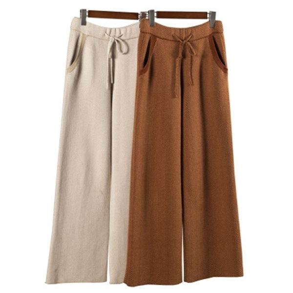 women autumn winter new designer large leg floor length wool cashmere high waist long trousers knit pants 201119, Black;white
women autumn winter new designer large leg floor length wool cashmere high waist long trousers knit pants 201119, Black;white