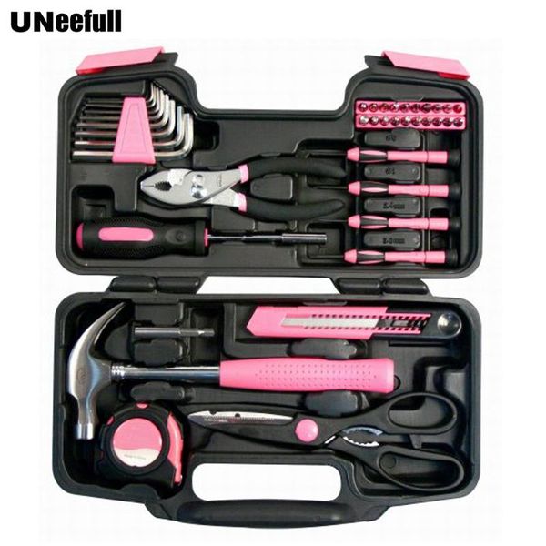uneefull 39 piece general repair household home hand tool set with tool box storage case pink ribbon
uneefull 39 piece general repair household home hand tool set with tool box storage case pink ribbon
