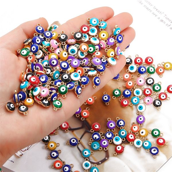 6/8mm 10pcs cute mini enamel evil eye beads charm connectors for diy bracelet earring pendant making jewelry making accessories, Bronze;silver
6/8mm 10pcs cute mini enamel evil eye beads charm connectors for diy bracelet earring pendant making jewelry making accessories, Bronze;silver