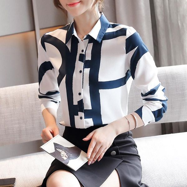 women's blouses & shirts korean fashion chiffon women office lady shirt and blouse plaid bloues plus size xxl blusas, White
women's blouses & shirts korean fashion chiffon women office lady shirt and blouse plaid bloues plus size xxl blusas, White