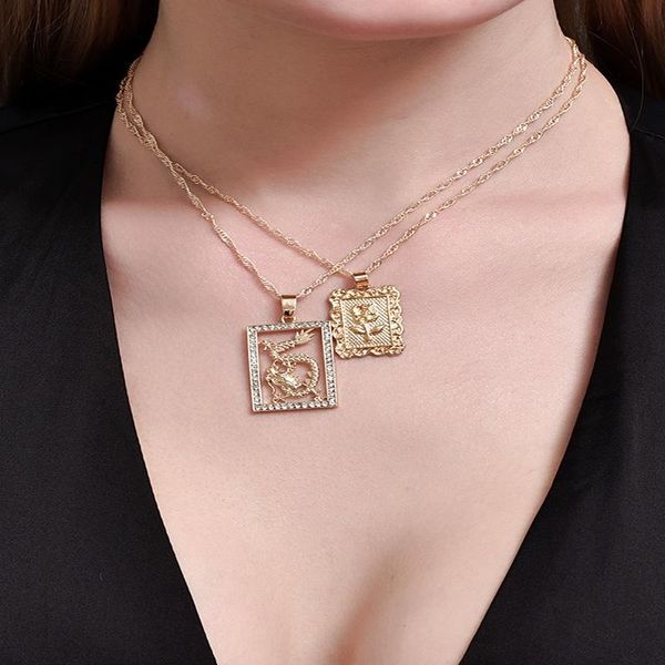 alyxuy 2 pcs/set fashion square dragon rose flower personality shining crystal pendant necklace elegant jewelry women girls gift, Silver
alyxuy 2 pcs/set fashion square dragon rose flower personality shining crystal pendant necklace elegant jewelry women girls gift, Silver