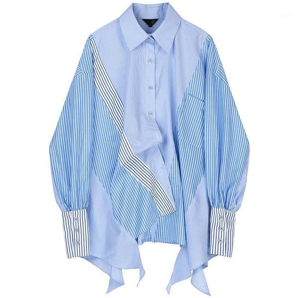 women's blouses & shirts zcsmll women striped spliced big size asymmetrical blouse lapel long sleeve loose fit shirt fashion spring aut, White
women's blouses & shirts zcsmll women striped spliced big size asymmetrical blouse lapel long sleeve loose fit shirt fashion spring aut, White