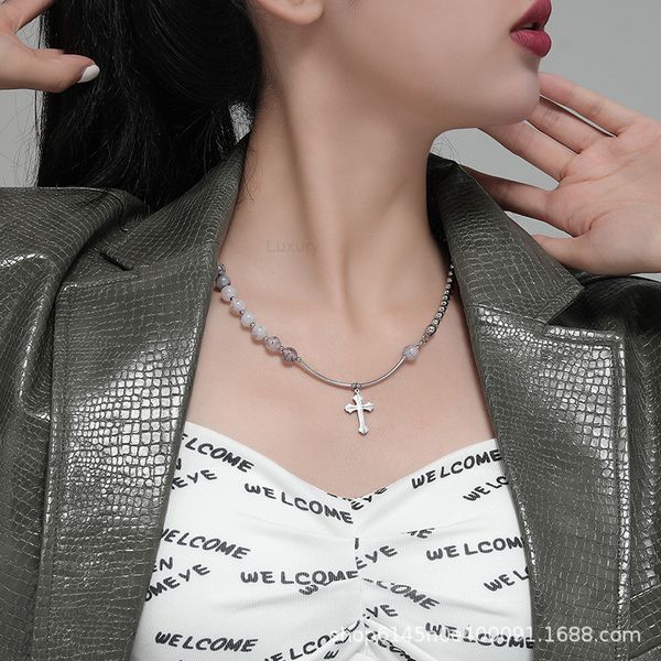 fashion design necklace pendant liguxury jewelry cross bead splicing women's autumn and winter light luxury versatile clavicle chain 20, Silver
fashion design necklace pendant liguxury jewelry cross bead splicing women's autumn and winter light luxury versatile clavicle chain 20, Silver