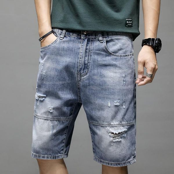 men's jeans leosoxs summer denim short women hole patchwork slim bleached tide knee length straight fashion, Blue
men's jeans leosoxs summer denim short women hole patchwork slim bleached tide knee length straight fashion, Blue