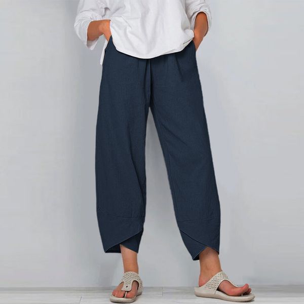 2021 new women baggy cotton linen hem trousers athleisure elastic waist wide leg pantalon pants ml4a, Black;white
2021 new women baggy cotton linen hem trousers athleisure elastic waist wide leg pantalon pants ml4a, Black;white