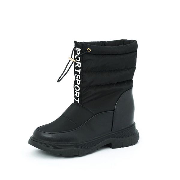 boots women's snow thick-soled winter thick plush waterproof non-slip fashion shoes warm fur, Black