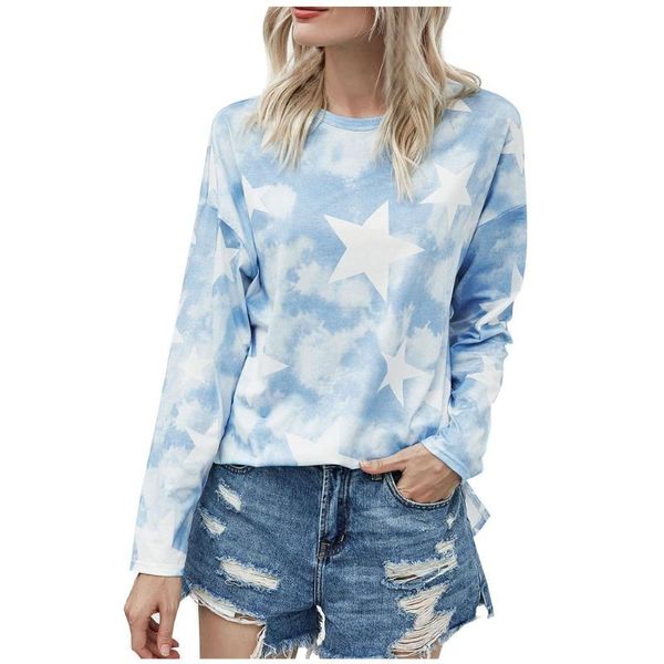 women's blouses & shirts loose blouse stars tie-dye print crewneck long sleeve shirt pullover casual bottoming #lr2, White
women's blouses & shirts loose blouse stars tie-dye print crewneck long sleeve shirt pullover casual bottoming #lr2, White