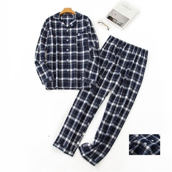 men's sleepwear 100% cotton long sleeve shirt pants 2piece/set casual pajamas set big size man homewear plaid pajamas 201109, Black;brown
men's sleepwear 100% cotton long sleeve shirt pants 2piece/set casual pajamas set big size man homewear plaid pajamas 201109, Black;brown