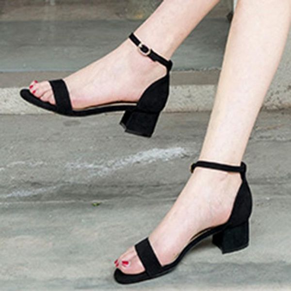 thick high heel sandals for women summer new style korean style casual flock shoes fashion buckle small large size 35-43, Black
thick high heel sandals for women summer new style korean style casual flock shoes fashion buckle small large size 35-43, Black