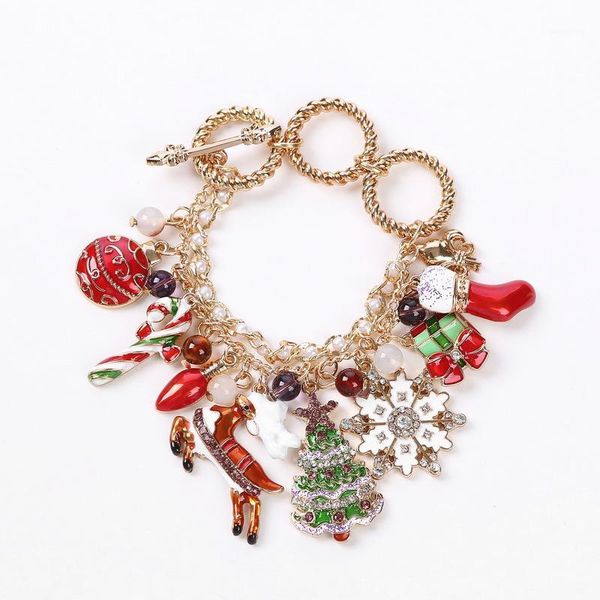 christmas bracelet snowflake santa claus elk 17 cm holiday gifts women's fashion accessories1, Golden;silver
christmas bracelet snowflake santa claus elk 17 cm holiday gifts women's fashion accessories1, Golden;silver