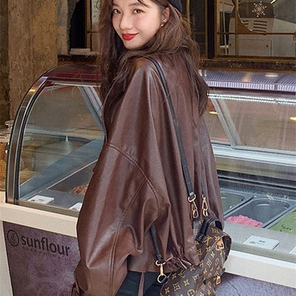 lautaro oversized leather jacket women long sleeve brown black loose faux leather jackets women autumn plus size fashion 201223
lautaro oversized leather jacket women long sleeve brown black loose faux leather jackets women autumn plus size fashion 201223