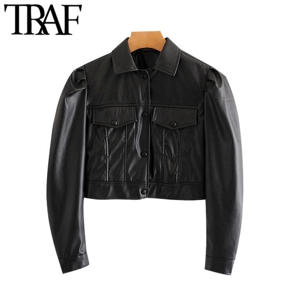 traf women fashion faux leather cropped moto biker jacket coat vintage long sleeve pockets female outerwear chic 201030, Black
traf women fashion faux leather cropped moto biker jacket coat vintage long sleeve pockets female outerwear chic 201030, Black