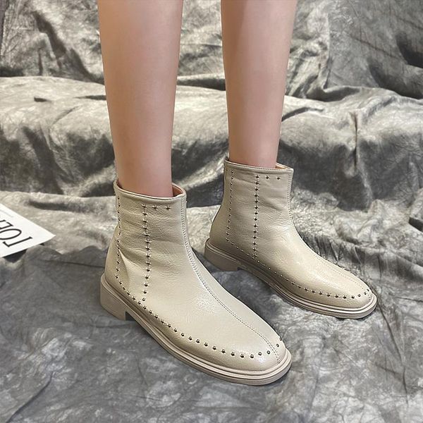 england rivets boots women zipper chunky heels mid-calf booties solid pu leather shoes square toe knight botas low heels botines, Black
england rivets boots women zipper chunky heels mid-calf booties solid pu leather shoes square toe knight botas low heels botines, Black