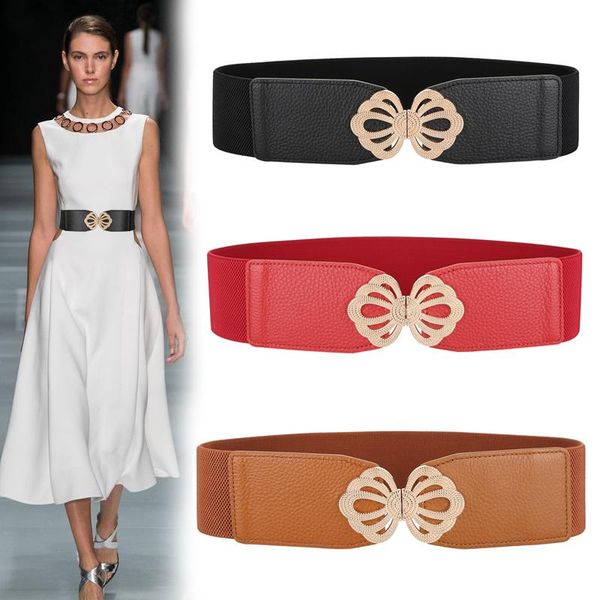 new fashion lady's wide elastic belt genuine leather gold metal buckle waistband stretch cummerbunds women wide waistbands dress, Black;brown
new fashion lady's wide elastic belt genuine leather gold metal buckle waistband stretch cummerbunds women wide waistbands dress, Black;brown