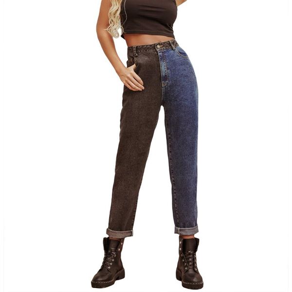 women's jeans fashion high waist color matching ladies casual simple trousers women, Blue
women's jeans fashion high waist color matching ladies casual simple trousers women, Blue
