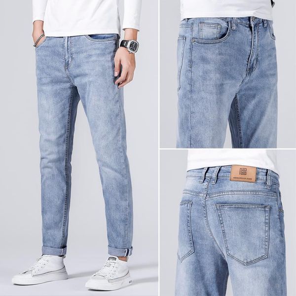 young men's slim straight jeans spring autumn brand clothing high-quality cotton stretch comfortable fashion classic jeans, Blue
young men's slim straight jeans spring autumn brand clothing high-quality cotton stretch comfortable fashion classic jeans, Blue