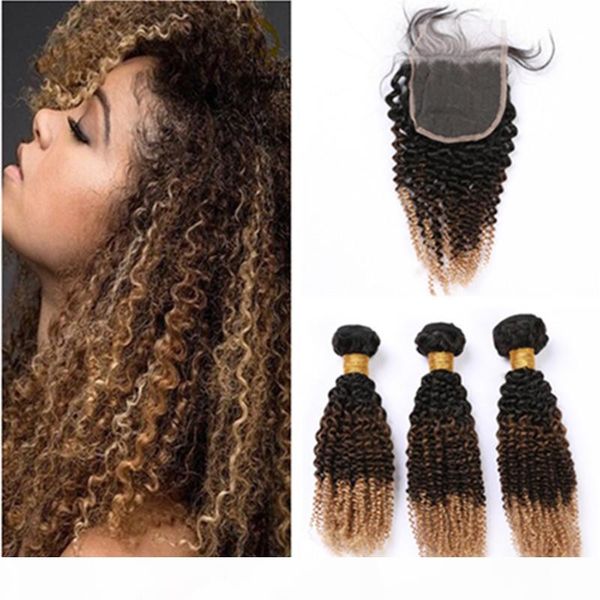 1b 4 27 honey blonde ombre human hair extensions with closure three tone brazilian kinkys curly virgin hair weaves with lace closure, Black;brown
1b 4 27 honey blonde ombre human hair extensions with closure three tone brazilian kinkys curly virgin hair weaves with lace closure, Black;brown