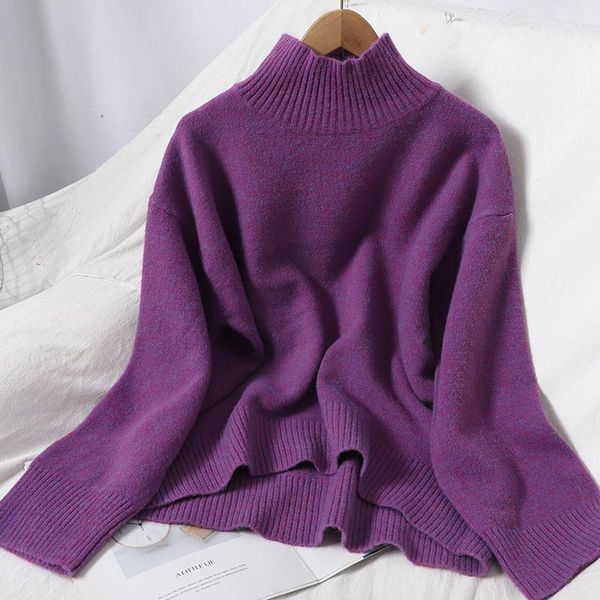 pullover half high collar solid color sweater for women winter wear new sweet loose knitted for women, White;black
pullover half high collar solid color sweater for women winter wear new sweet loose knitted for women, White;black