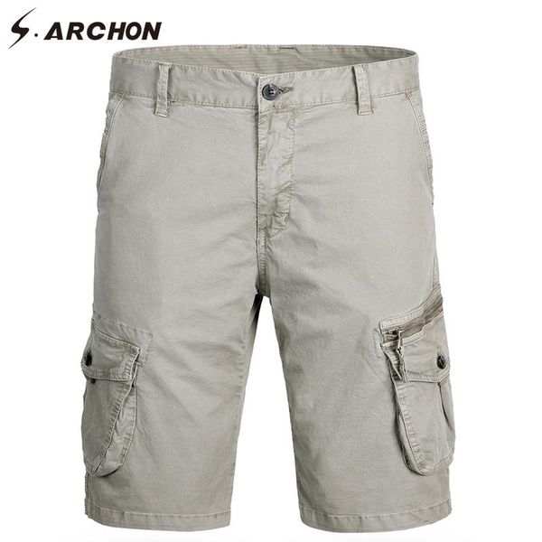 men's shorts s.archon summer classic casual men cotton loose cargo zipper multi pockets simple beach work for, White;black
men's shorts s.archon summer classic casual men cotton loose cargo zipper multi pockets simple beach work for, White;black