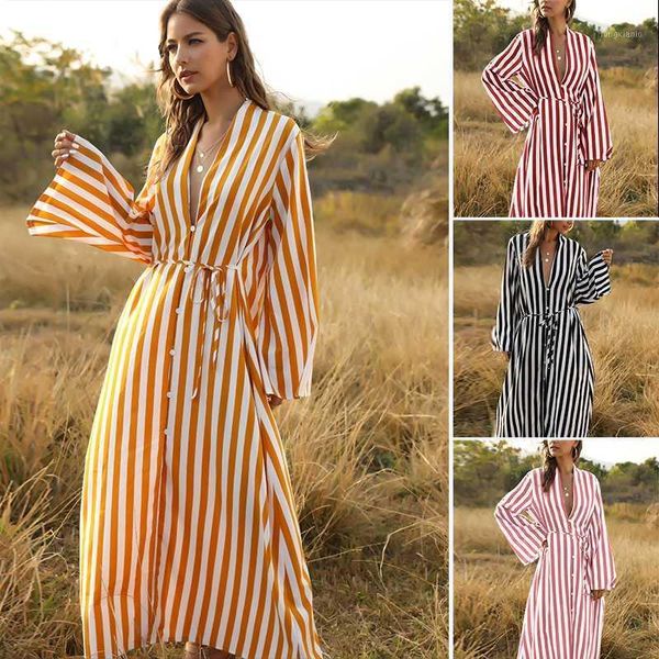 women long maxi dress v neck long shirt bohemian stripe belted dress sleeve shirts size pink1, Black;gray
women long maxi dress v neck long shirt bohemian stripe belted dress sleeve shirts size pink1, Black;gray