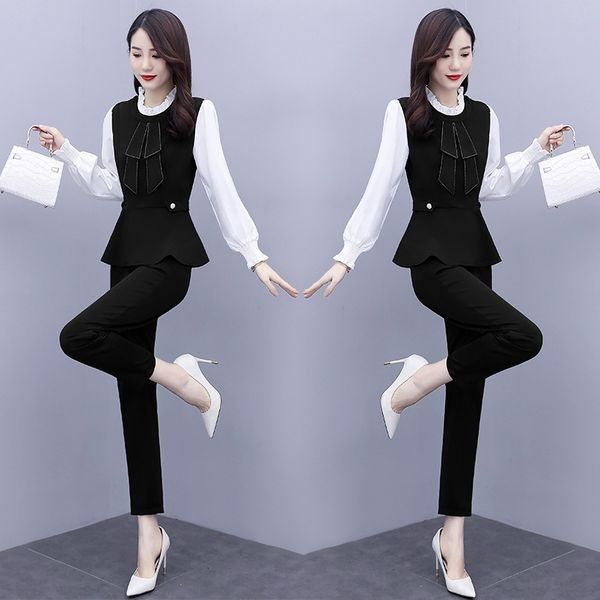 oy3b8 двухкусочных моды профессиональной осенних брюки рубашка узких брюки стиль 2020 новый стиль пониженной женщин жесткой возрастной рубаш, Gray 
oy3b8 двухкусочных моды профессиональной осенних брюки рубашка узких брюки стиль 2020 новый стиль пониженной женщин жесткой возрастной рубаш, Gray