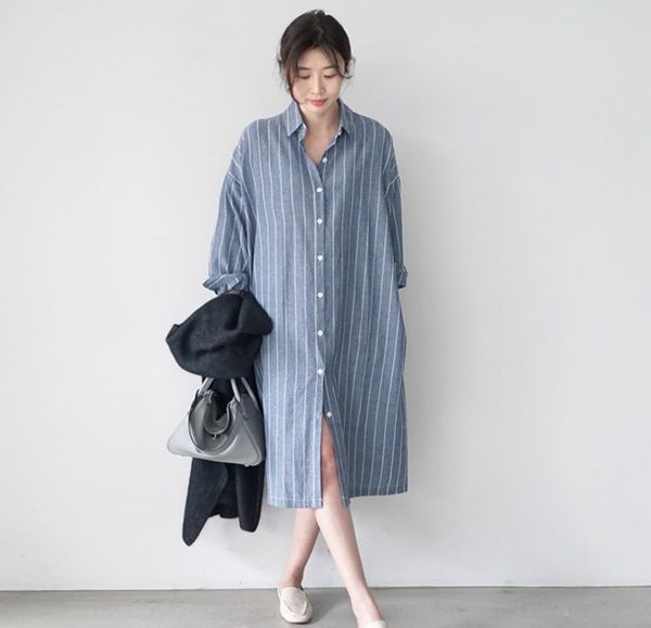 spring dressshirt dress and autumn new striped shirt women's korean loose medium length knee length long sleeve dress n1901 c3td8, Black;gray
spring dressshirt dress and autumn new striped shirt women's korean loose medium length knee length long sleeve dress n1901 c3td8, Black;gray