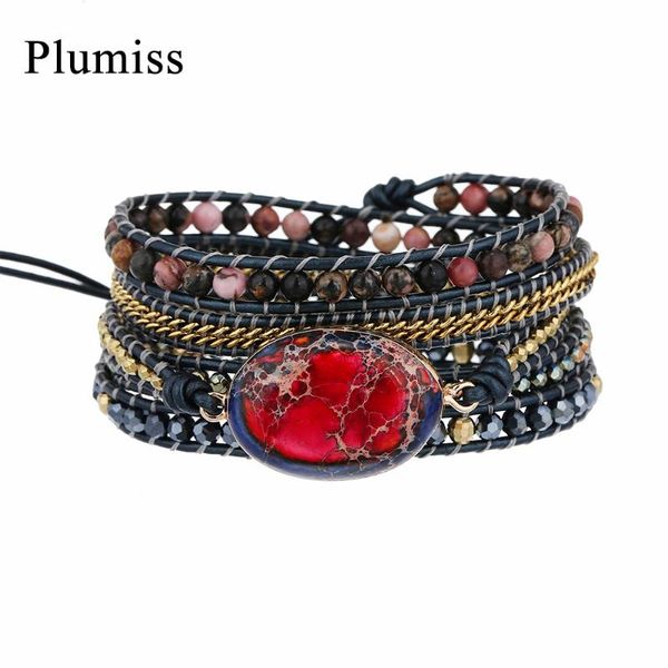 tennis plumiss red imperial jaspers wrap bracelets stainless steel chain natural stone rhodonite beaded boho bracelet for women jewelry, Golden;silver
tennis plumiss red imperial jaspers wrap bracelets stainless steel chain natural stone rhodonite beaded boho bracelet for women jewelry, Golden;silver