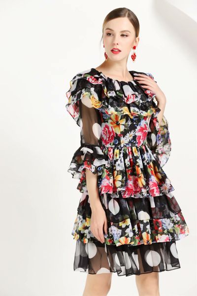 milan runway dress 2019 spring summer o neck 1/2 sleeve print panelled ruffle designer dress brand same style dress 010508, Black
milan runway dress 2019 spring summer o neck 1/2 sleeve print panelled ruffle designer dress brand same style dress 010508, Black