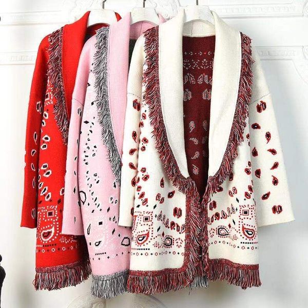 2021 new brand fashion sweater lapel neck long sleeve women's sweater high end jacquard cardigan women designer sweater 36-38, White;black