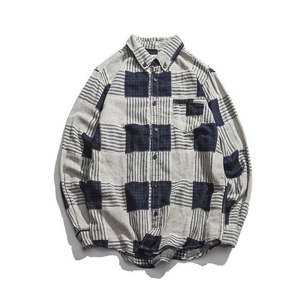 men's casual shirts japanese style fashionable brand color plaid full sleeve hip hop autumn vintage for male, White;black
men's casual shirts japanese style fashionable brand color plaid full sleeve hip hop autumn vintage for male, White;black