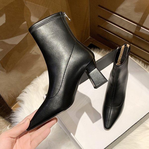 boots winter for woman fashion consice matin apricot pointed toe zipper block heels ankle, Black
boots winter for woman fashion consice matin apricot pointed toe zipper block heels ankle, Black