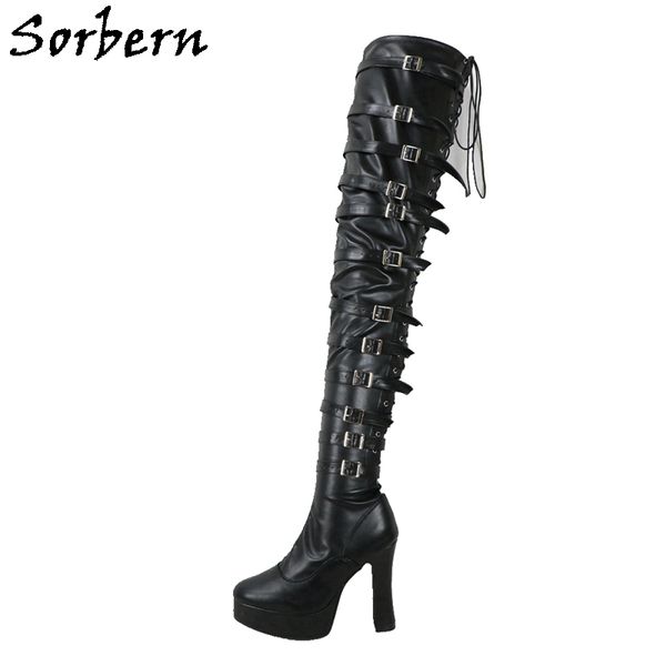 sorbern custom crotch thigh high boots women chunky heels platform double 12 straps shoes punk style boots long fetish boot, Black
sorbern custom crotch thigh high boots women chunky heels platform double 12 straps shoes punk style boots long fetish boot, Black