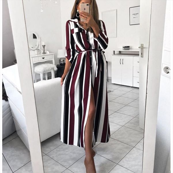 2019 office lady turn down collar button lace up long shirt dress women autumn spring long sleeve stripe maxi dresses, Black;gray
2019 office lady turn down collar button lace up long shirt dress women autumn spring long sleeve stripe maxi dresses, Black;gray
