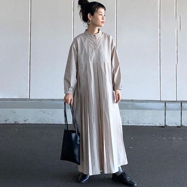 women pleated dress spring autumn long sleeve plain ankle-length loose oversize korean japan casual minimalist long dresses maxi lj201203, White;black
women pleated dress spring autumn long sleeve plain ankle-length loose oversize korean japan casual minimalist long dresses maxi lj201203, White;black