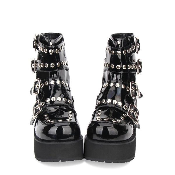 princess sweet punk shoes the tide of popular women's punk dark big head rivet thick soled boots skid platform women pu7003, Black
princess sweet punk shoes the tide of popular women's punk dark big head rivet thick soled boots skid platform women pu7003, Black
