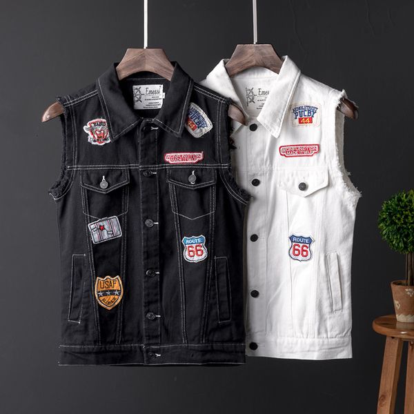 2021 new spring summer fashion patches designer slim fit hip hop denim vest men streetwear veste sleeveless chaqueta wkz9, Black;white
2021 new spring summer fashion patches designer slim fit hip hop denim vest men streetwear veste sleeveless chaqueta wkz9, Black;white