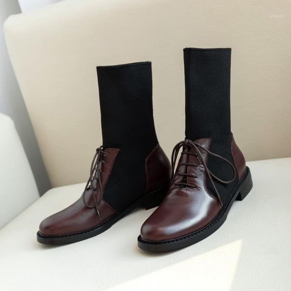 boots bottes femme winter shoes women's mid-calf genuine leather vintage knitting preppy style botas zapatos de mujer1, Black
boots bottes femme winter shoes women's mid-calf genuine leather vintage knitting preppy style botas zapatos de mujer1, Black