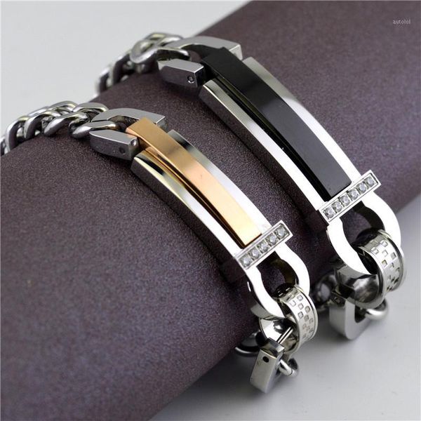 fashion stainless steel couple bracelet men wristband cnc cubic zirconia chain bracelets for women valentine's day gift1, Black
fashion stainless steel couple bracelet men wristband cnc cubic zirconia chain bracelets for women valentine's day gift1, Black